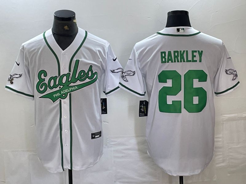 Men Philadelphia Eagles 26 Barkley White 2024 Nike Co branded NFL Jersey style 9